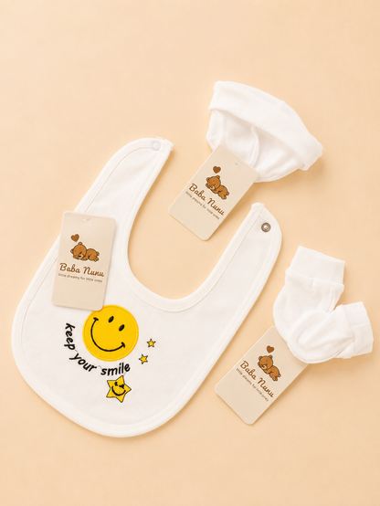 💛 8-Piece Newborn Baby Smiley Cotton Set