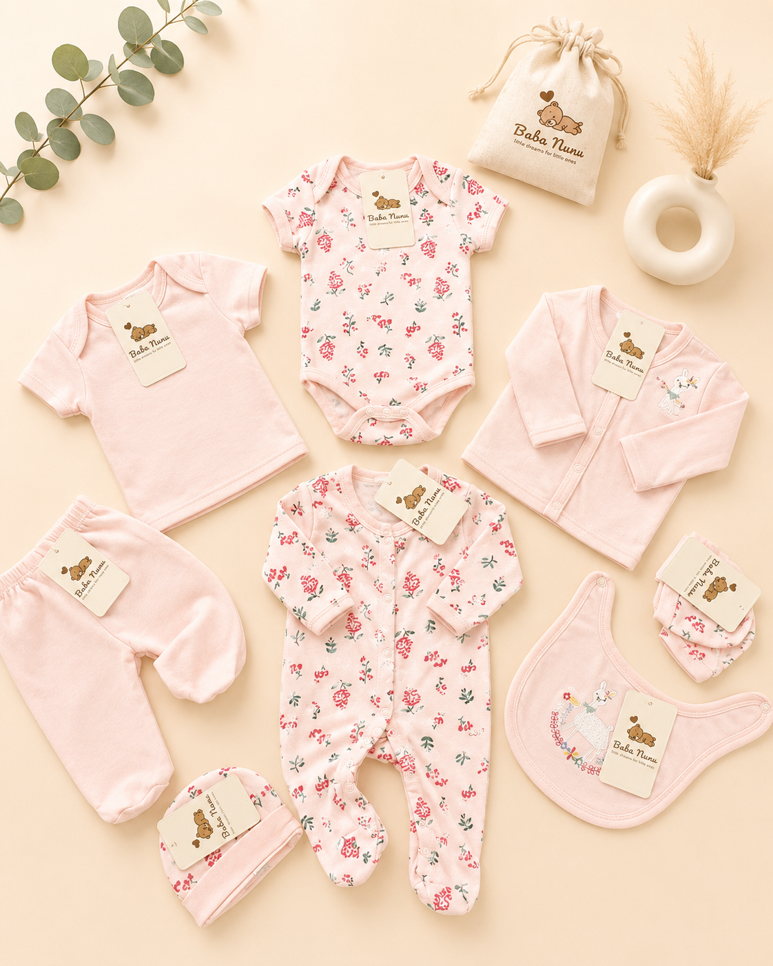💕 8-Piece Newborn Baby Girl Floral Set